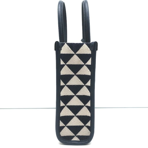 Prada Symbole Mini Tote Baltic Blue/White Embroidered Jacquard Crossbody Bag NEW - Picture 4 of 12